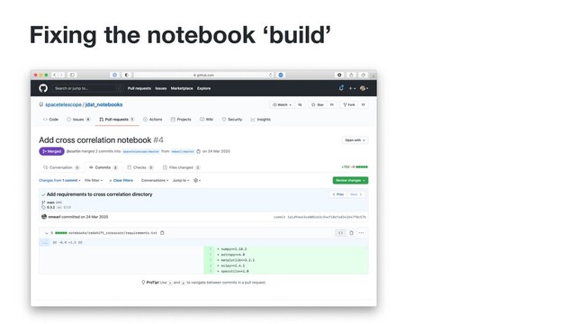 Fixing the notebook ‘build’
