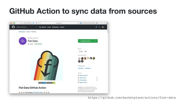 GitHub Action to sync data from sources
https://github.com/marketplace/actions/flat-data
