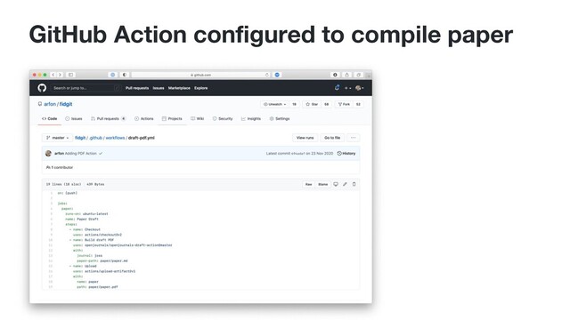 GitHub Action conﬁgured to compile paper
