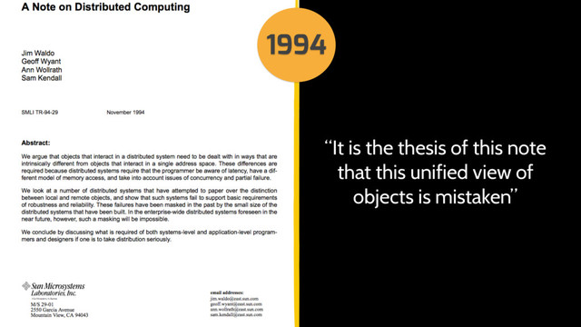 “It is the thesis of this note
that this unified view of
objects is mistaken”
1994
