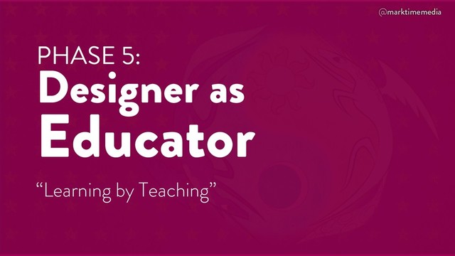 @marktimemedia
PHASE 5:
Designer as
Educator
“Learning by Teaching”

