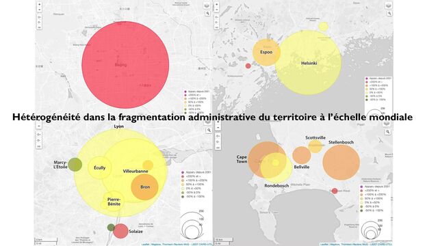 Hétérogénéité dans la fragmentation administrative du territoire à l’échelle mondiale
