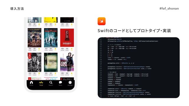 導入方法
Swiftのコードとしてプロトタイプ・実装
#fof_shonan
