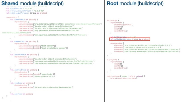 Shared module (buildscript) Root module (buildscript)

