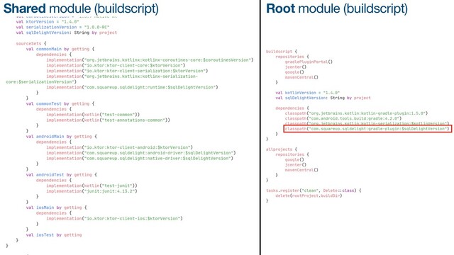 Shared module (buildscript) Root module (buildscript)
