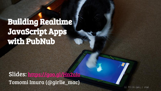 @girlie_mac
Building Realtime
JavaScript Apps
with PubNub
Slides: https://goo.gl/Hn2aIo
Tomomi Imura (@girlie_mac)
CC BY-SA Gary J. Wood
