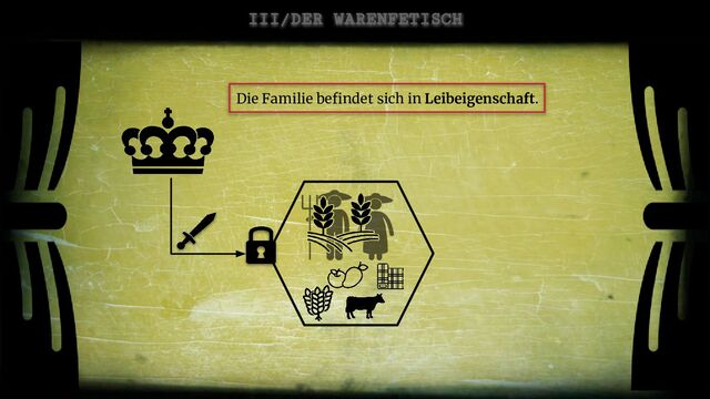 III/DER WARENFETISCH
Die Familie beﬁndet sich in Leibeigenschaft.
