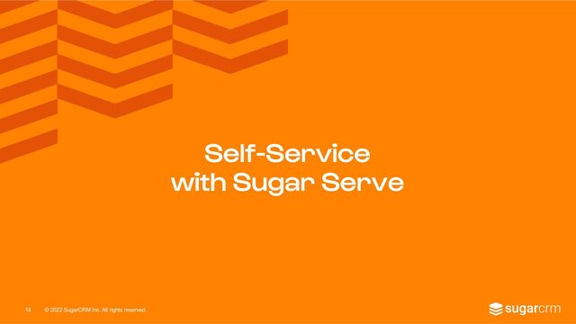 © 2022 SugarCRM Inc. All rights reserved.
Self-Service
with Sugar Serve
14
