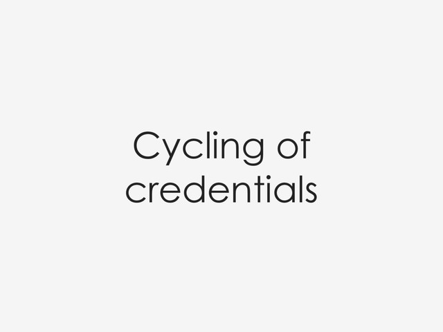 Cycling of
credentials
