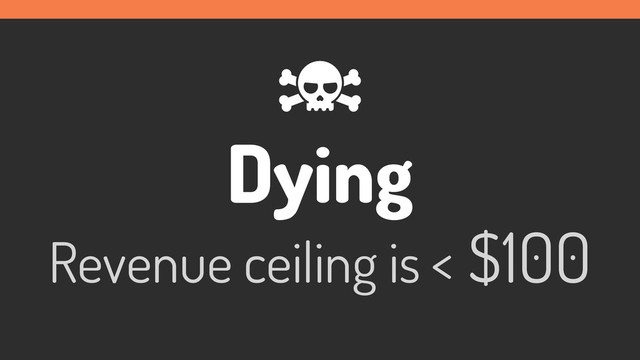 Dying
Revenue ceiling is < $100
