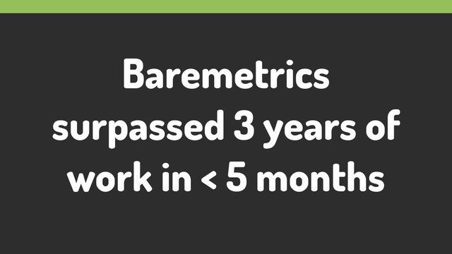 Baremetrics
surpassed 3 years of
work in < 5 months
