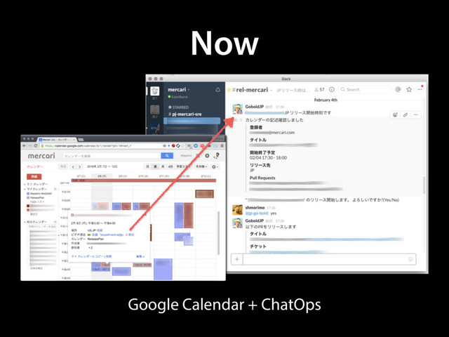 Now
Google Calendar + ChatOps
