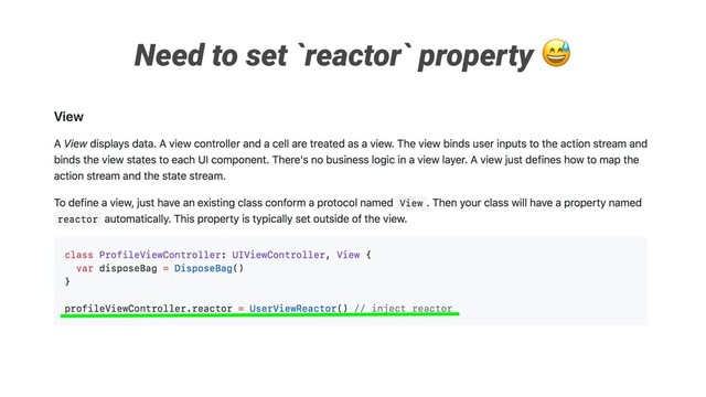 Need to set `reactor` property
