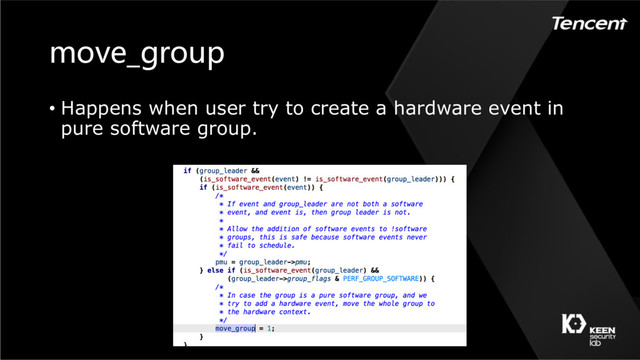 move_group
• Happens when user try to create a hardware event in
pure software group.
