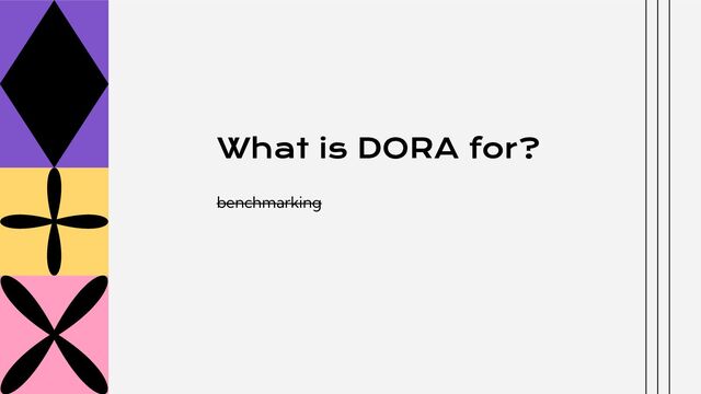 What is DORA for?
benchmarking
