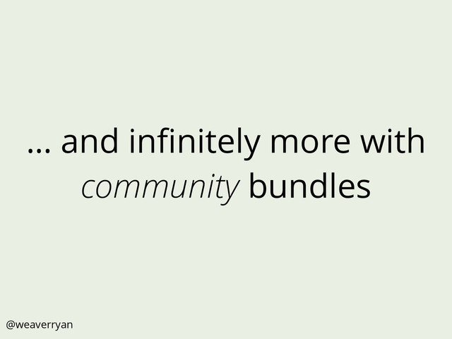 … and inﬁnitely more with
community bundles
@weaverryan
