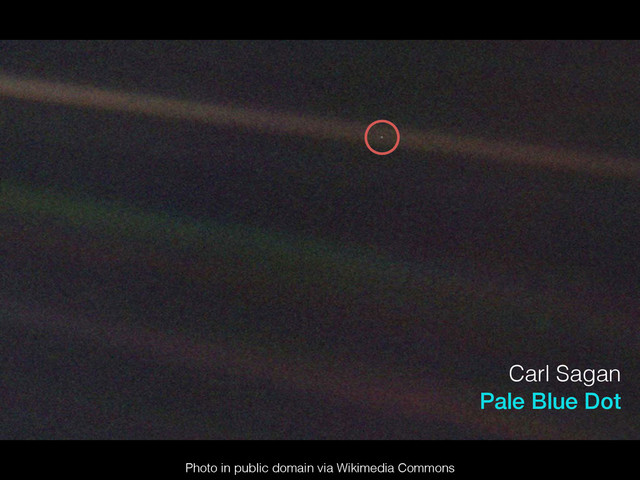 Carl Sagan
Pale Blue Dot
Photo in public domain via Wikimedia Commons

