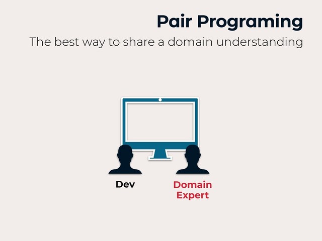 Pair Programing
The best way to share a domain understanding
Dev Domain
 
Expert
