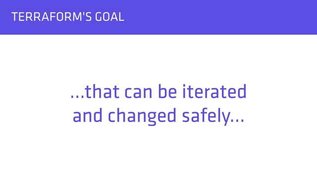 TERRAFORM'S GOAL
…that can be iterated 
and changed safely…
