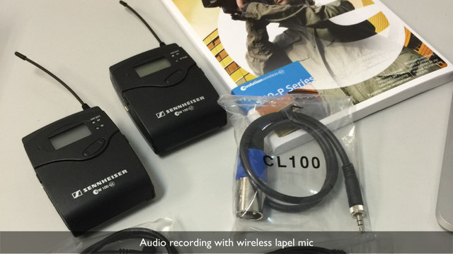 32
Audio recording with wireless lapel mic
