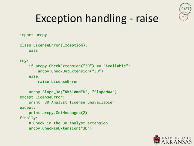 Exception handling - raise
