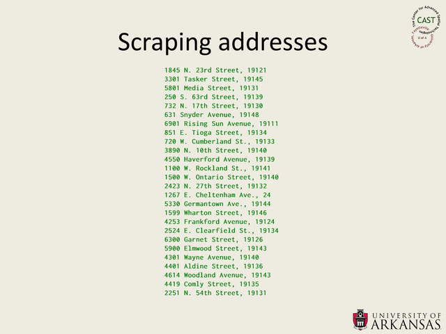 Scraping addresses
