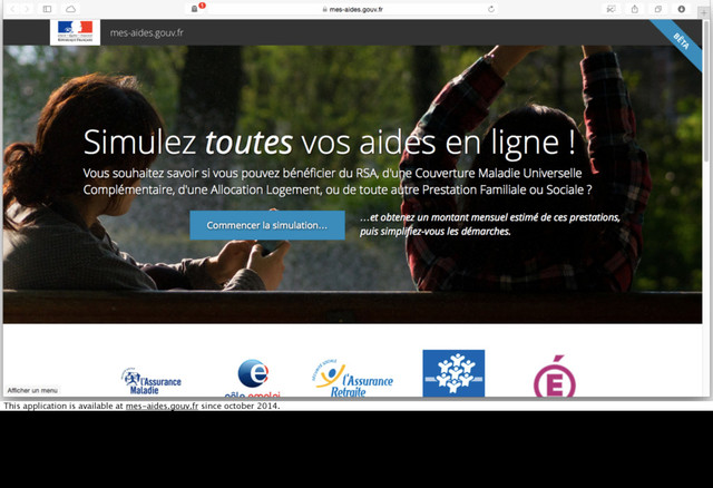 This application is available at mes-aides.gouv.fr since october 2014.
