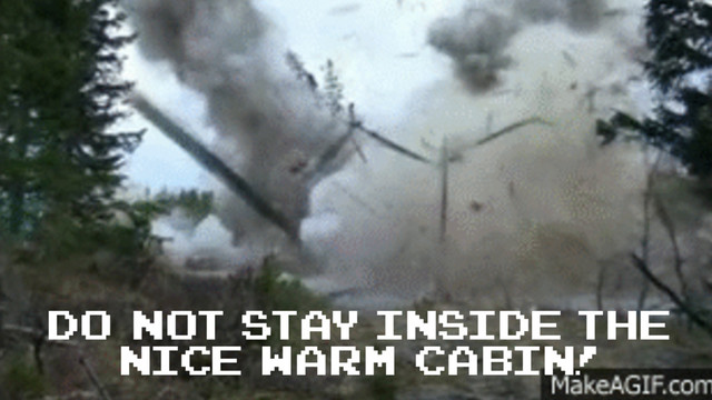 do not stay inside the
nice warm cabin!
