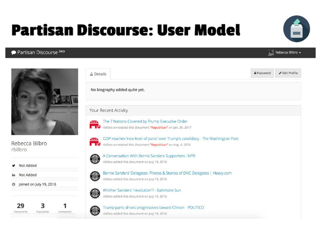 Partisan Discourse: User Model
