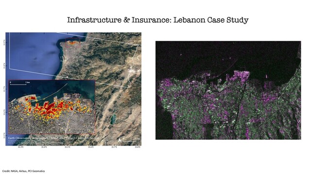 Infrastructure & Insurance: Lebanon Case Study
Credit: NASA, Airbus, PCI Geomatics
