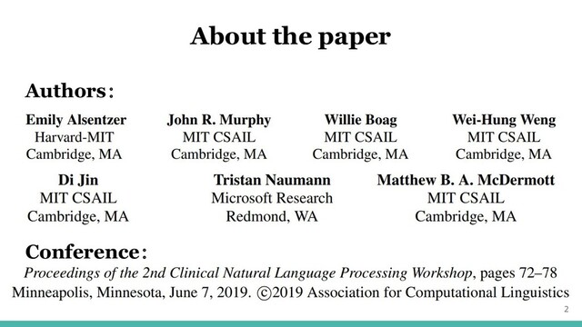 About the paper
2
Authors：
Conference：
　
