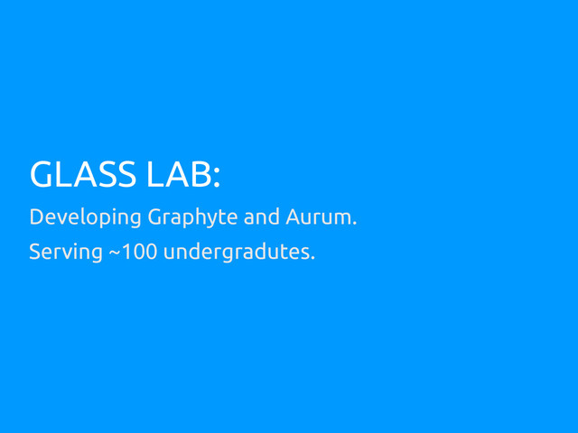 GLASS LAB:
Developing Graphyte and Aurum.
Serving ~100 undergradutes.
