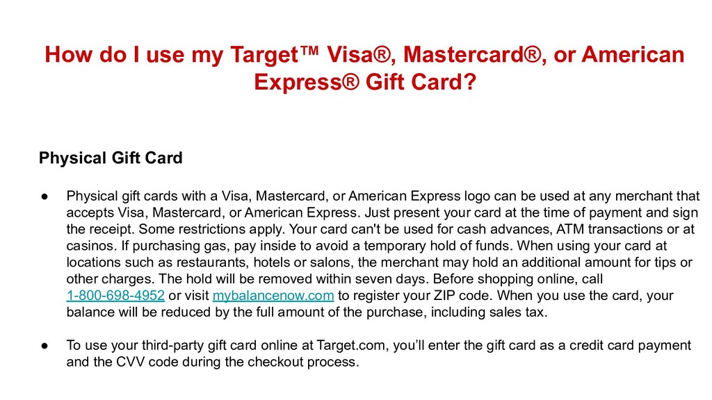 How Do I Use My Target Visa Gift Card Visa Mastercard Or American Express Gift Card Speaker Deck