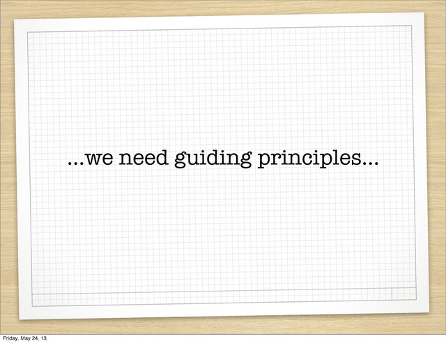 ...we need guiding principles...
Friday, May 24, 13

