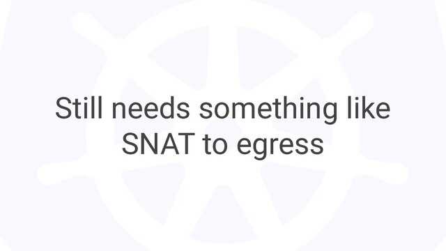 Still needs something like
SNAT to egress
