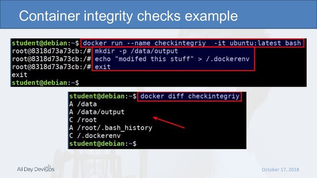 Container integrity checks example
