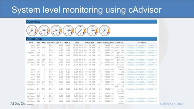 System level monitoring using cAdvisor

