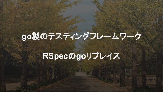 go製のテスティングフレームワーク
RSpecのgoリプレイス
