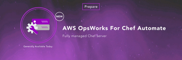 AWS OpsWorks For Chef Automate
Fully managed Chef server
NEW
Prepare
Generally Available Today
