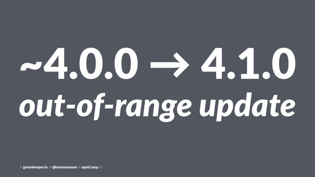~4.0.0 → 4.1.0
out-of-range update
greenkeeper.io @boennemann npmCamp
