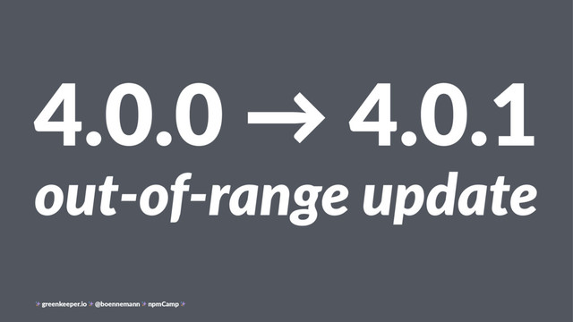 4.0.0 → 4.0.1
out-of-range update
greenkeeper.io @boennemann npmCamp
