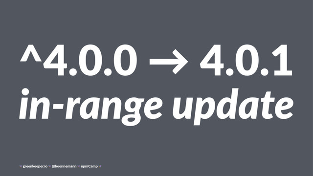 ^4.0.0 → 4.0.1
in-range update
greenkeeper.io @boennemann npmCamp
