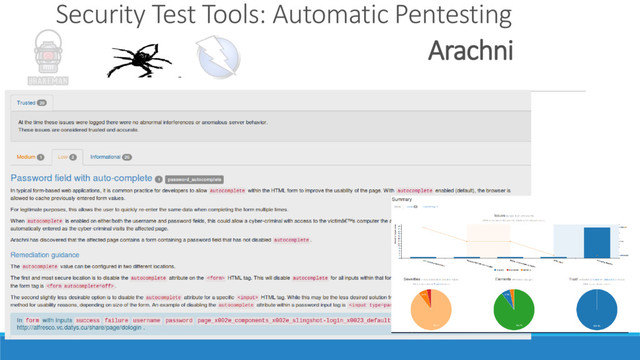 Security Test Tools: Automatic Pentesting
Arachni
