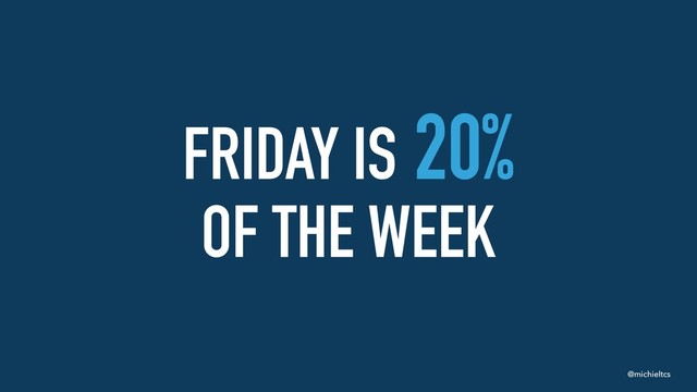 @michieltcs
FRIDAY IS 20% 
OF THE WEEK
