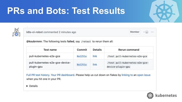 PRs and Bots: Test Results
