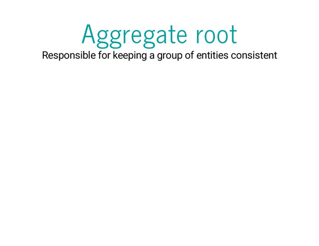 Aggregate root
Responsible for keeping a group of entities consistent
