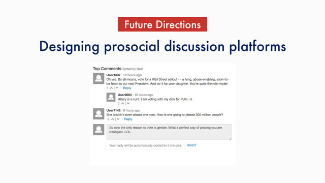 Designing prosocial discussion platforms
Future Directions
