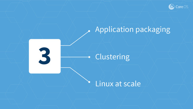3
Application packaging
Linux at scale
Clustering
