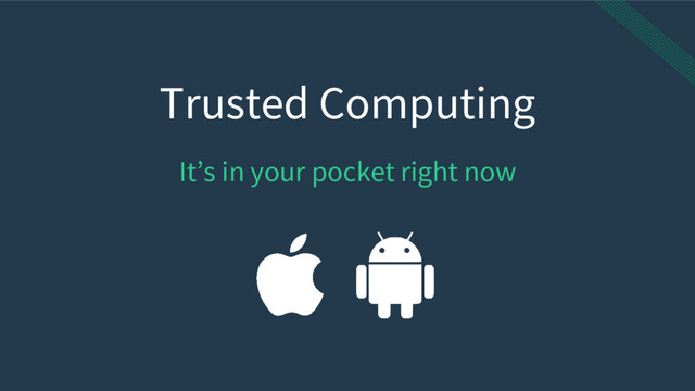 Trusted Computing
It’s in your pocket right now
