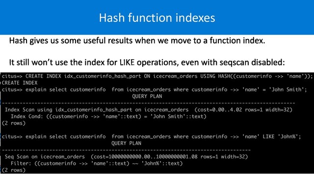 Hash function indexes

